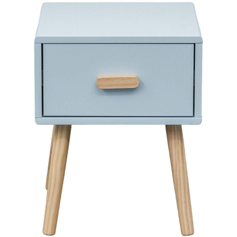 Table de chevet Rebecca Mobili Tazart 44x35x35 mdf Bois Bleu ciel Marron Scandinave