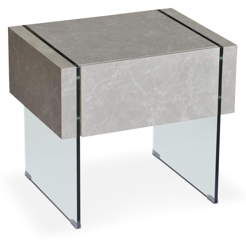 Table de chevet moderne 1 tiroir Steklo Effet Marbre