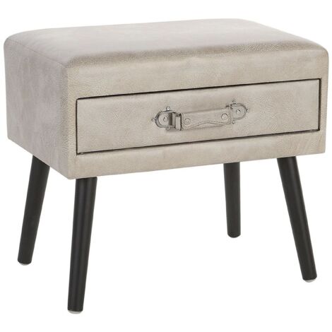 BELIANI Table de chevet en simili-cuir beige EUROSTAR