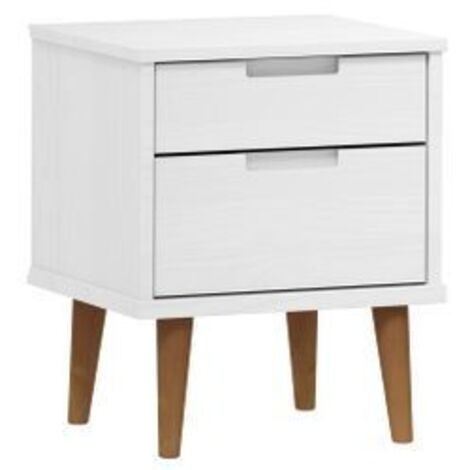 Table de chevet MOLDE Blanc 40x35x48 Bois de pin massif