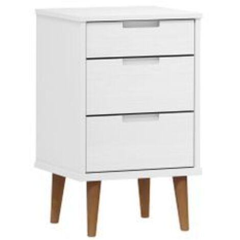 Table de chevet MOLDE Blanc 40x35x65 Bois de pin massif