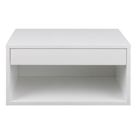 Table de chevet murale 1 niche, 1 tiroir en bois - Blanc - Mano