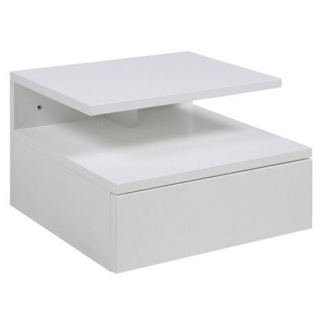 Table de chevet murale 1 tiroir en bois - Blanc - Kamichi