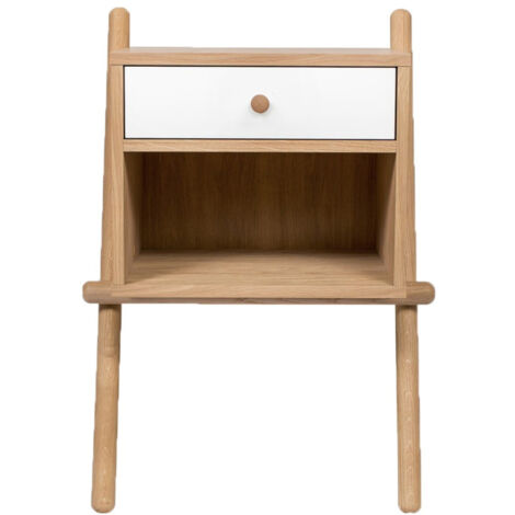 Table de Chevet Murale 1 Tiroir "Wiru" 70cm Chêne & Blanc