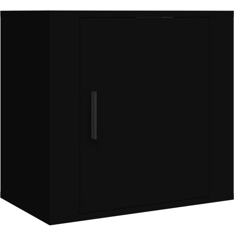 Table de chevet murale avec compartiment avec porte 50 x 30 x 47 cm bois d'ingénierie noir DEC034318