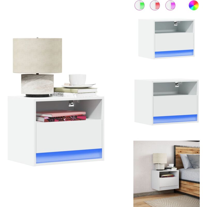 Table de chevet murale avec lumières led blanc - Table De Chevet Murale - Tables De Chevet Murales - Table De Chevet Flottante - Table De Chevet