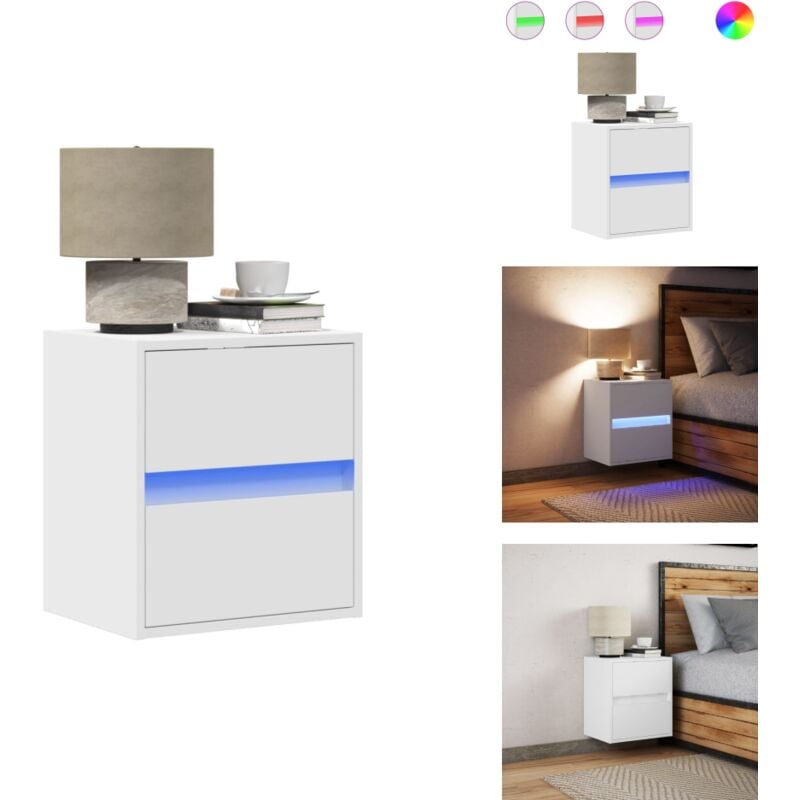 Table de chevet murale avec lumières led blanc - Table De Chevet Murale - Tables De Chevet Murales - Table De Chevet Flottante - Table De Chevet