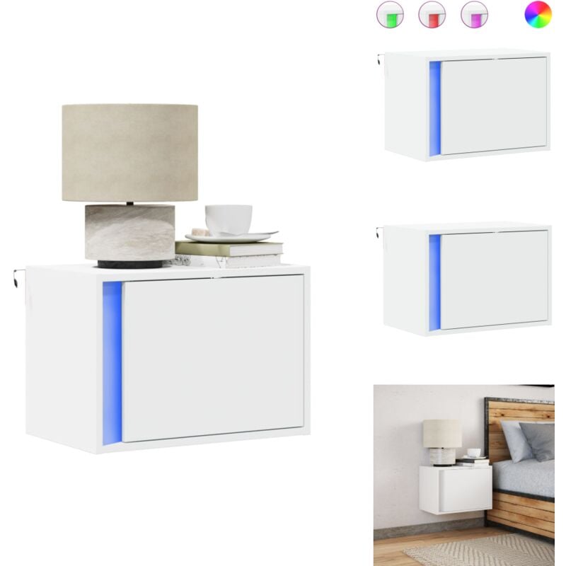 Table de chevet murale avec lumières led blanc - Table De Chevet Murale - Tables De Chevet Murales - Table De Chevet Flottante - Table De Chevet