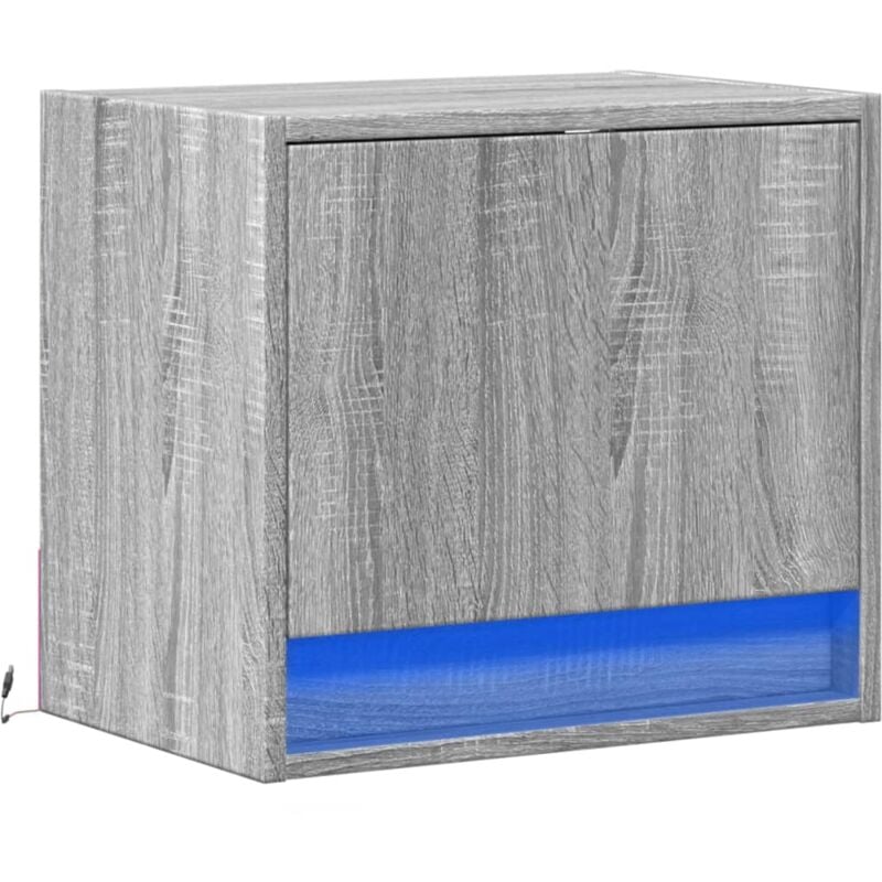 Vidaxl - Table de chevet murale avec lumières led sonoma gris