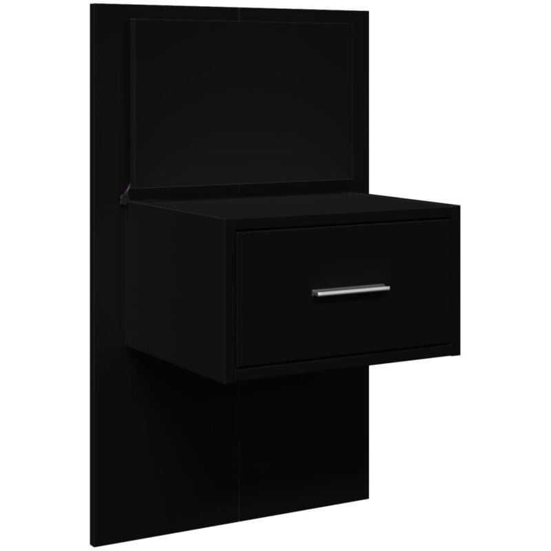 Table de chevet murale avec lumières led noir Vidaxl
