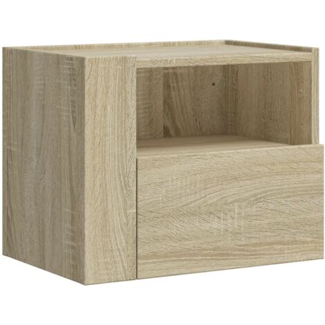 Table de chevet murale avec tiroirs 45 x 30 x 35 cm bois d'ingénierie couleur chêne DEC034288