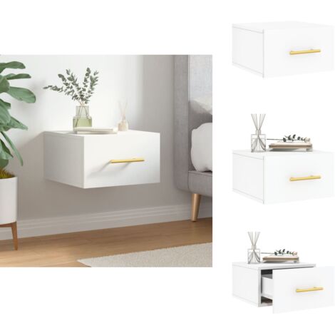 Table de chevet murale blanc 35x35x20 cm - Meuble Mural - Table De Chevet - Commode Murale - Rangement Mural - Meuble Déco