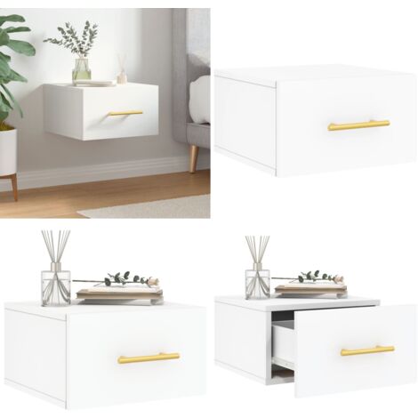 Table de chevet murale blanc 35x35x20 cm - Meuble Mural - Table De Chevet - Commode Murale - Rangement Mural - Meuble Déco - Home & Living