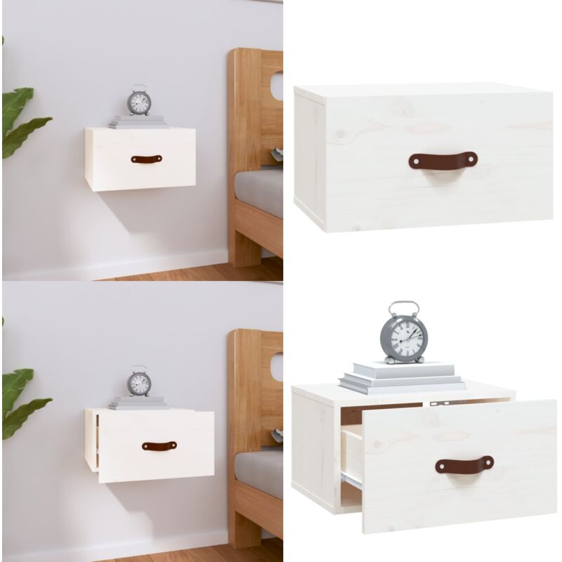 Table de chevet murale Blanc 40x29,5x22 cm - Table De Chevet Murale - Meuble De Rangement Mural - Commode Murale - Étagère Murale - Déco Murale