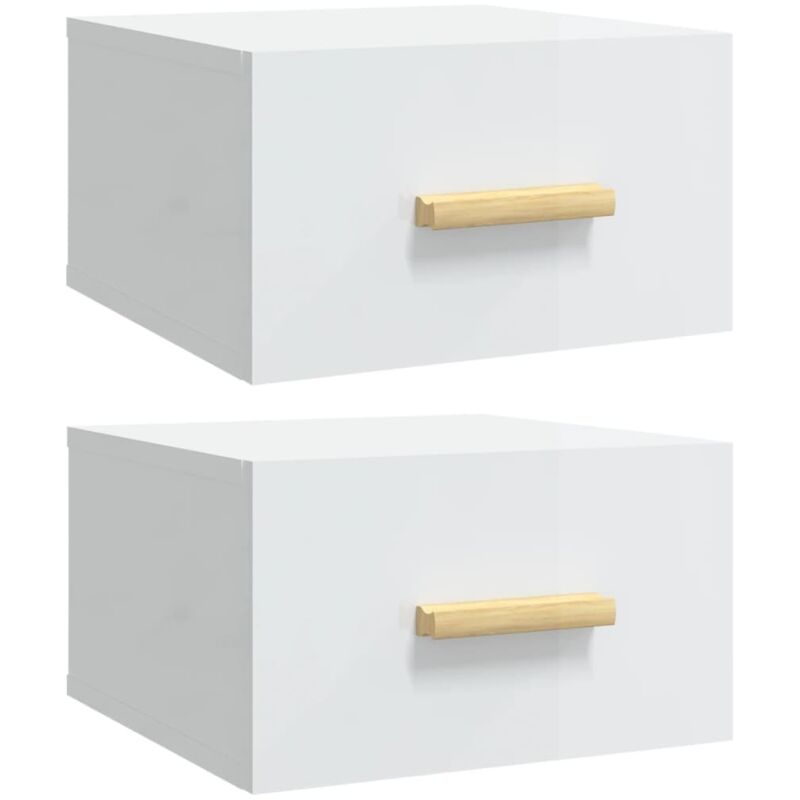 Tables de chevet murales 2 pcs blanc brillant 35x35x20 cm Vidaxl