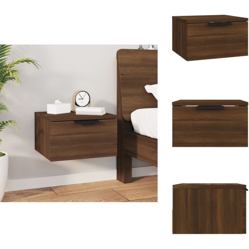 Table de chevet murale Chêne marron 34x30x20 cm - Table De Chevet Murale - Meuble De Chambre - Armoire De Chevet - Étagère Murale - Rangement Mural