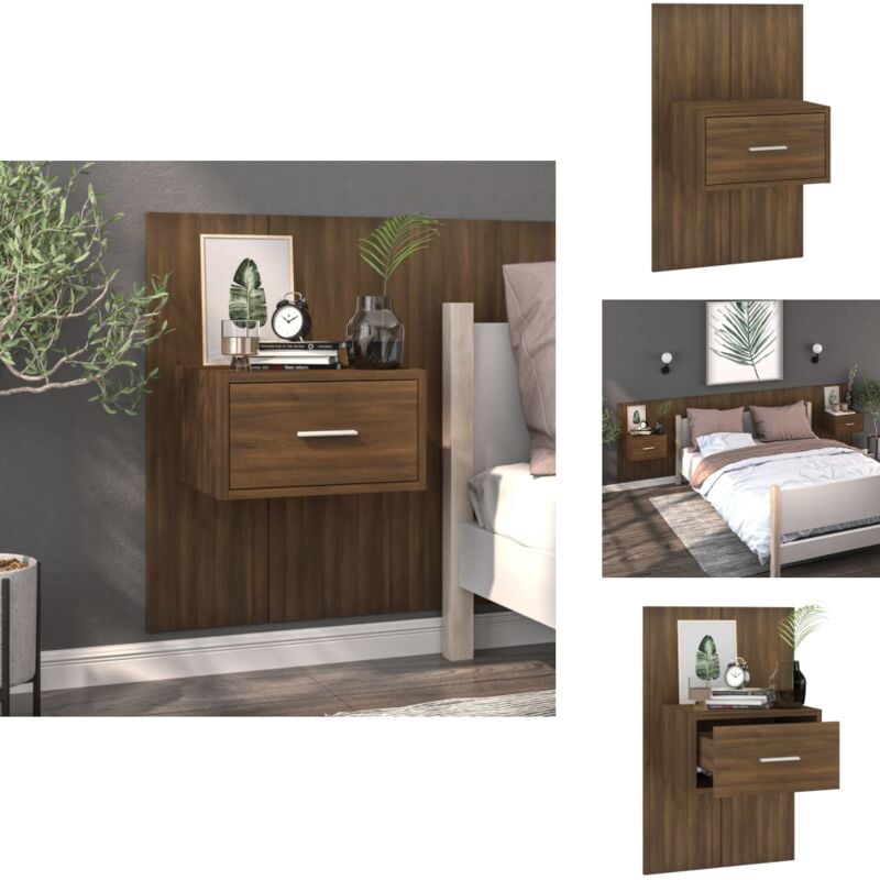 Table de chevet murale Chêne marron - Table De Chevet Murale - Meuble De Rangement - Étagère Murale - Décoration Murale - Table De Nuit