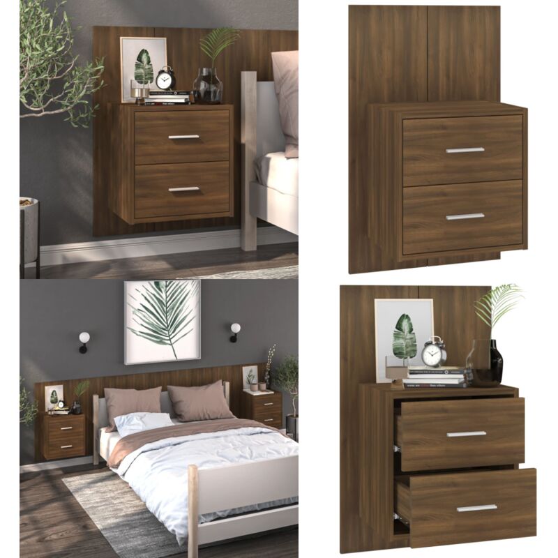 Table de chevet murale Chêne marron - Table De Chevet Murale - Meuble De Rangement Mural - Étagère Murale - Table De Nuit Murale - Décoration Murale