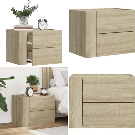 Table de chevet murale chêne sonoma 45x30x35 cm - Table De Chevet Murale - Meuble De Chambre - Table De Nuit - Armoire Suspendue - Rangement Mural - Home & Living
