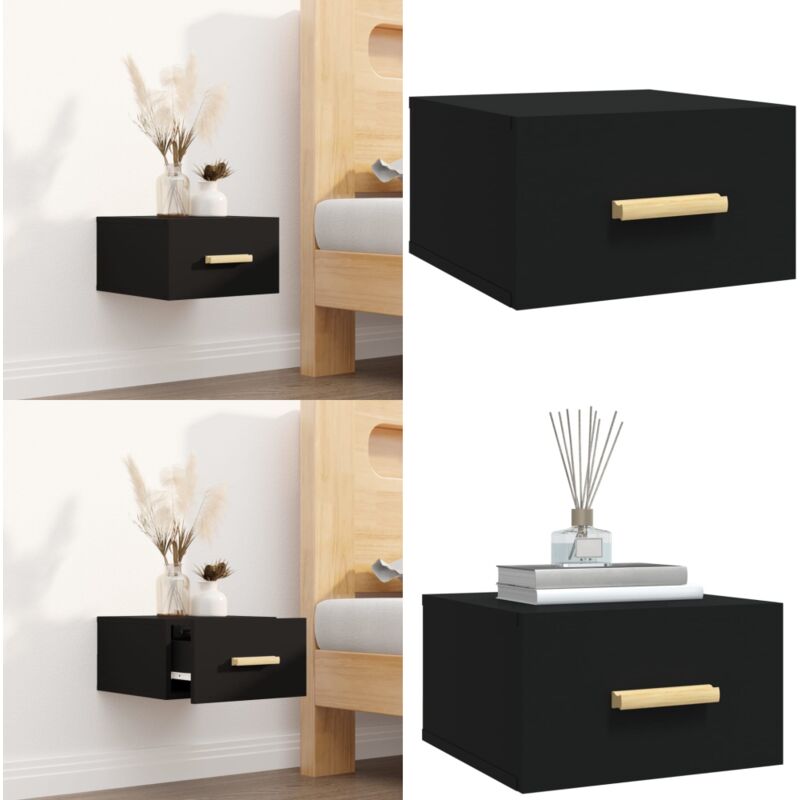 Table de chevet murale noir 35x35x20 cm - Table De Chevet Murale - Meuble De Chevet - Étagère Murale - Rangement Mural - Design Moderne - Home &