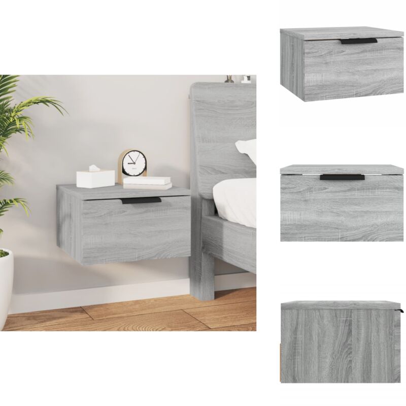 Table de chevet murale Sonoma gris 34x30x20 cm - Table De Chevet Murale - Meuble De Chambre - Armoire De Chevet - Étagère Murale - Rangement Mural