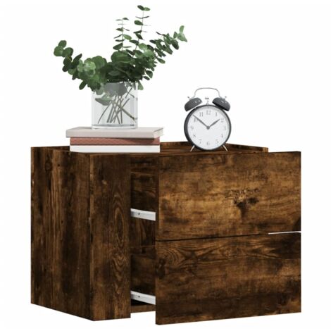 Table de chevet murale-Table de nuit suspendue chêne fumé 45x30x35 cm 726237