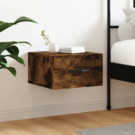 Table de chevet murale,Table d'Appoint Console,Bout de Canapé chêne fumé 35x35x20 cm -58385