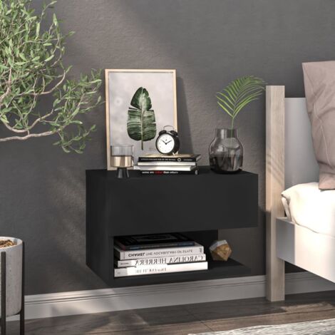 Table de chevet murale，Table de chevet suspendu，Table d'appoint Noir JDOT216