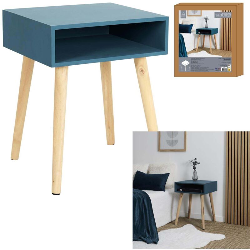 Table de chevet en bois niche colorée
