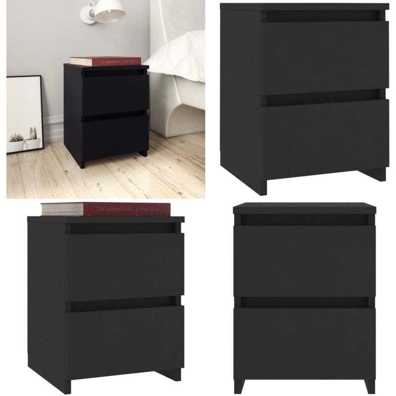 Table de chevet Noir 30x30x40 cm Bois d'ingénierie - Table De Chevet - Meuble De Chambre - Commode - Tiroir - Noir - Home & Living