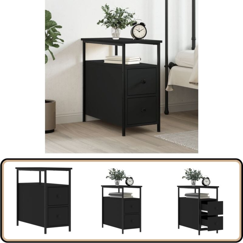 Table de chevet noir 30x60x60 cm bois d’ingénierie - Table De Chevet - Meuble De Chambre - Commode - Armoire De Chevet - Rangement Nuit