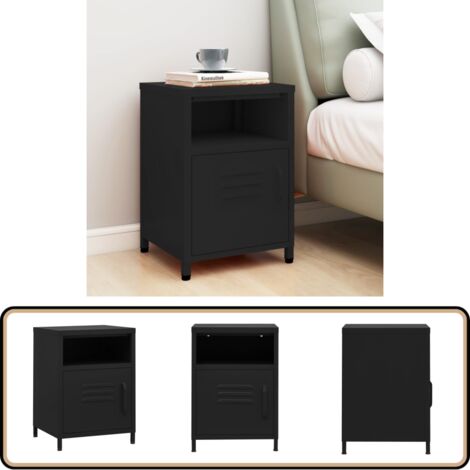 Table de chevet Noir 35x35x51 cm Acier - Table De Chevet - Meuble De Chambre - Table D'appoint - Table Noire - Table Design
