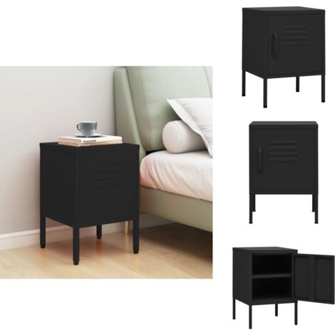 Table de chevet Noir 35x35x51 cm Acier - Table De Chevet - Meuble De Chambre - Table D'appoint - Table Noire - Table En Acier