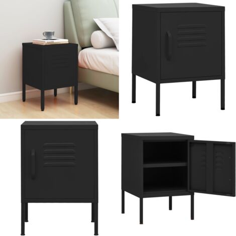 Table de chevet Noir 35x35x51 cm Acier - Table De Chevet - Meuble De Chambre - Table D'appoint - Table Noire - Table En Acier - Home & Living