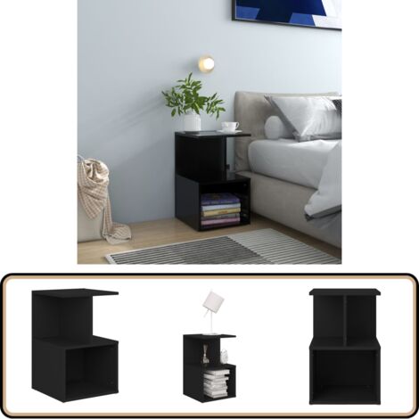 Table de chevet noir 35x35x55 cm bois ingénierie - Table De Chevet - Meuble De Chambre - Table Nuit - Mobilier Contemporain - Rangement Tiroir