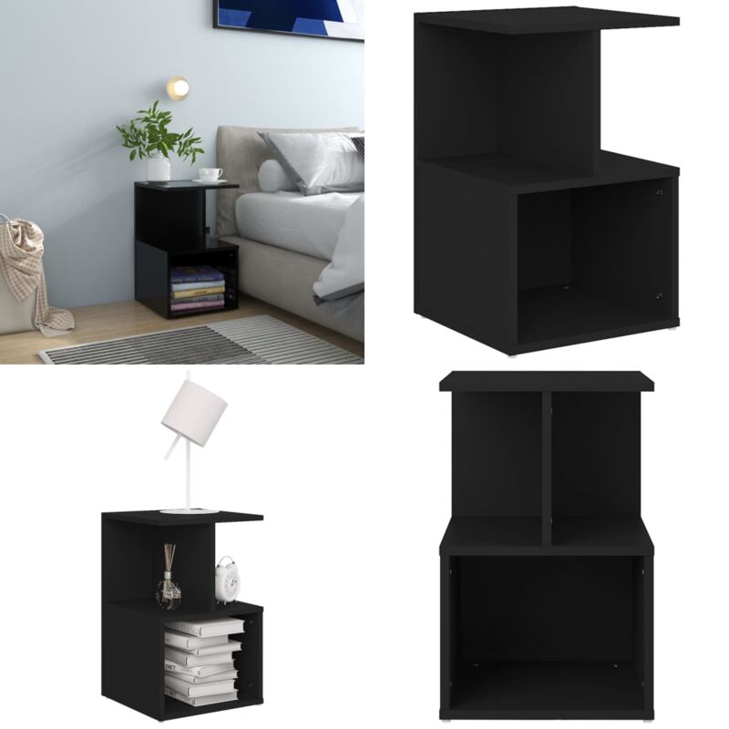 Table de chevet noir 35x35x55 cm bois ingénierie - Table De Chevet - Meuble De Chambre - Table Nuit - Mobilier Contemporain - Rangement Tiroir - Home
