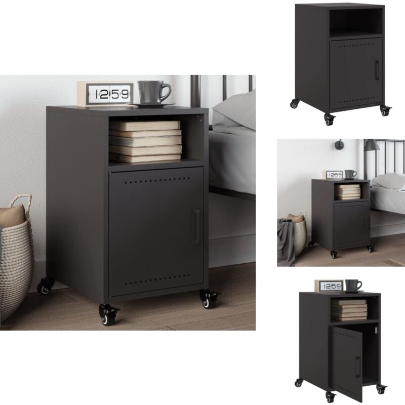 Table de chevet noir 36x39x59 cm acier - Armoire De Chevet - Armoires De Chevet - Armoire - Table De Chevet