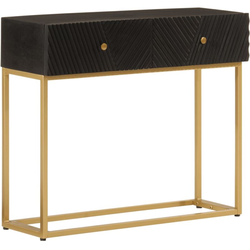 Vidaxl - Table console noir 90x30x76 cm bois massif de manguier et fer