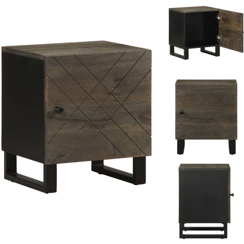 Table de chevet noir 40x33x46 cm bois de manguier solide - Table De Chevet - Tables De Chevet - Table D'appoint - Table De Nuit