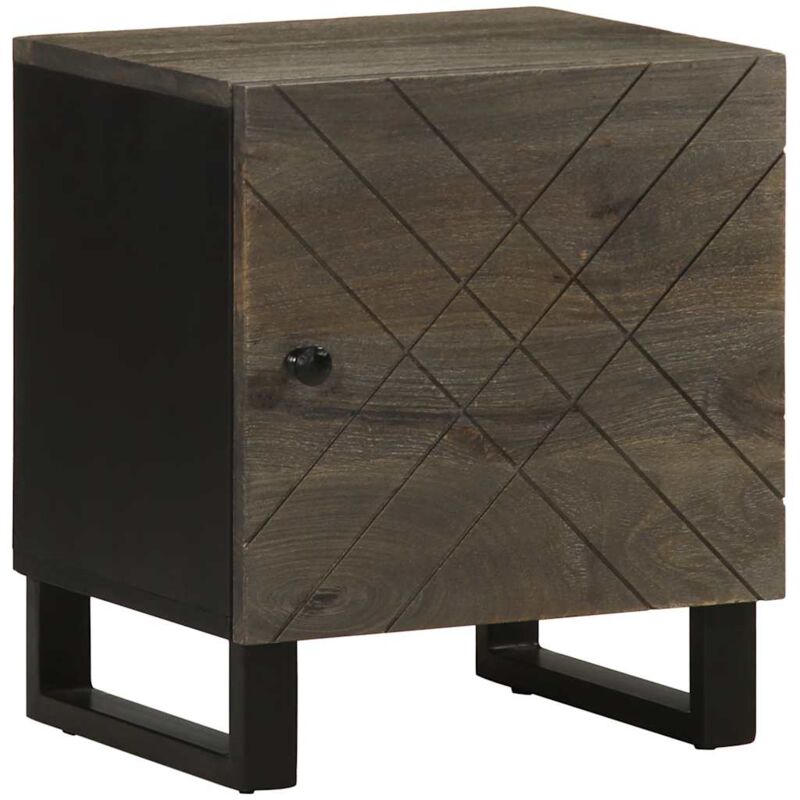 Table de chevet noir 40x33x46 cm bois de manguier solide - Vidaxl