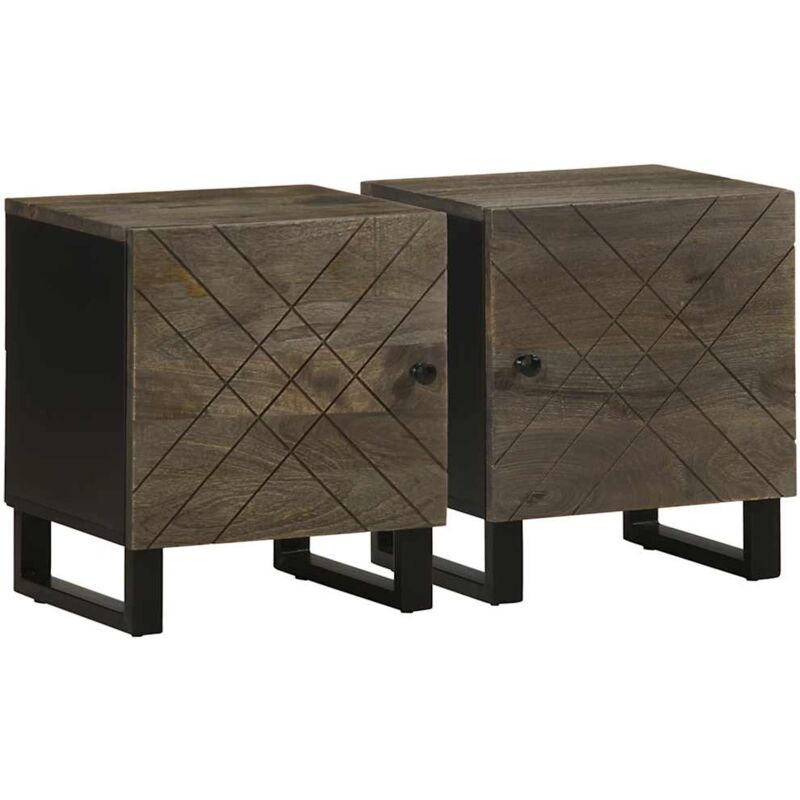 Tables de chevet 2 pcs noir 40x33x46 cm bois de manguier solide Vidaxl