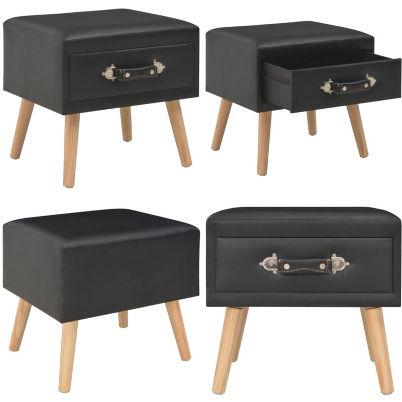 Table de chevet Noir 40x35x40 cm Similicuir - Table De Chevet - Table Nuit - Meubles Chambre - Mobilier Moderne - Rangement Chambre - Home & Living