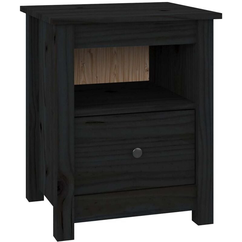 Vidaxl - Table de chevet Noir 40x35x49 cm Bois de pin massif