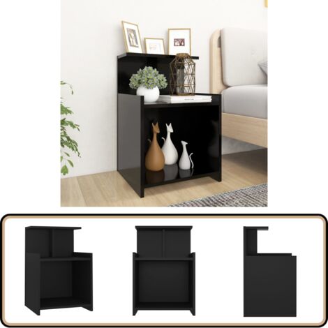 Table de chevet Noir 40x35x60 cm Aggloméré - Table De Chevet - Meuble De Chambre - Armoire De Lit - Rangement Nuit - Mobilier Contemporain