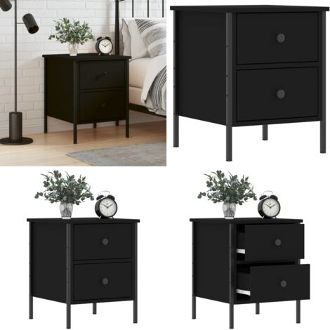 Table de chevet noir 40x42x50 cm bois d’ingénierie - Table De Chevet Industrielle - Meuble De Chambre - Table Nuit - Rangement Tiroir - Design Moderne - Home & Living