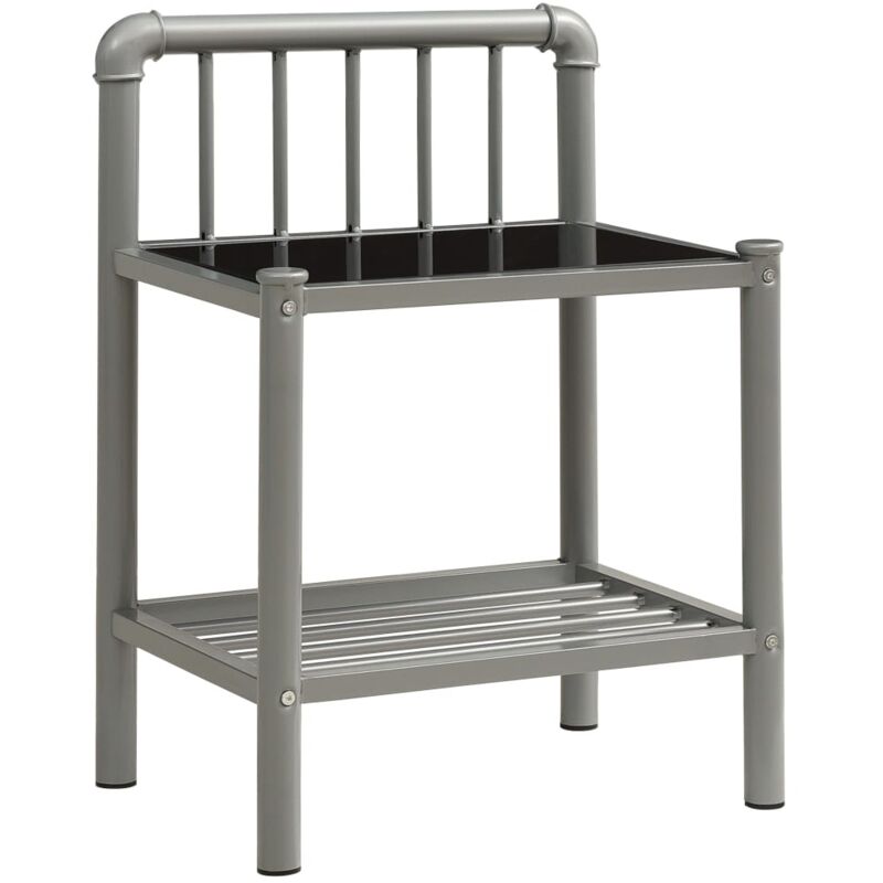 Table de chevet Gris et noir 45x34,5x62,5 cm Métal et verre Vidaxl