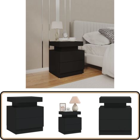 Table de chevet Noir 45x35x52 cm Aggloméré - Table De Chevet - Meuble De Chambre - Table D'appoint - Commode - Rangement