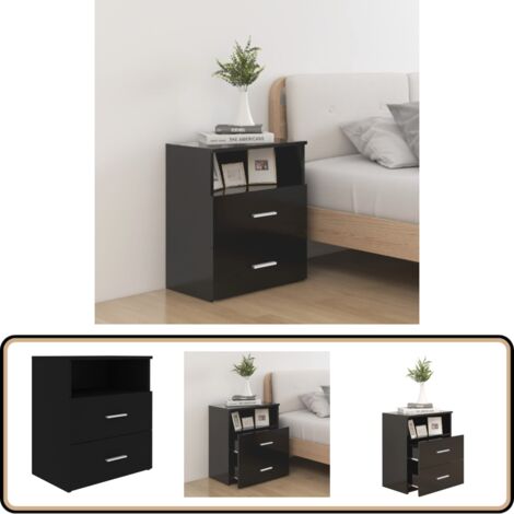 Table de chevet Noir 50x32x60 cm - Table De Chevet - Meuble De Chambre - Table Nuit - Table Latérale - Design Moderne