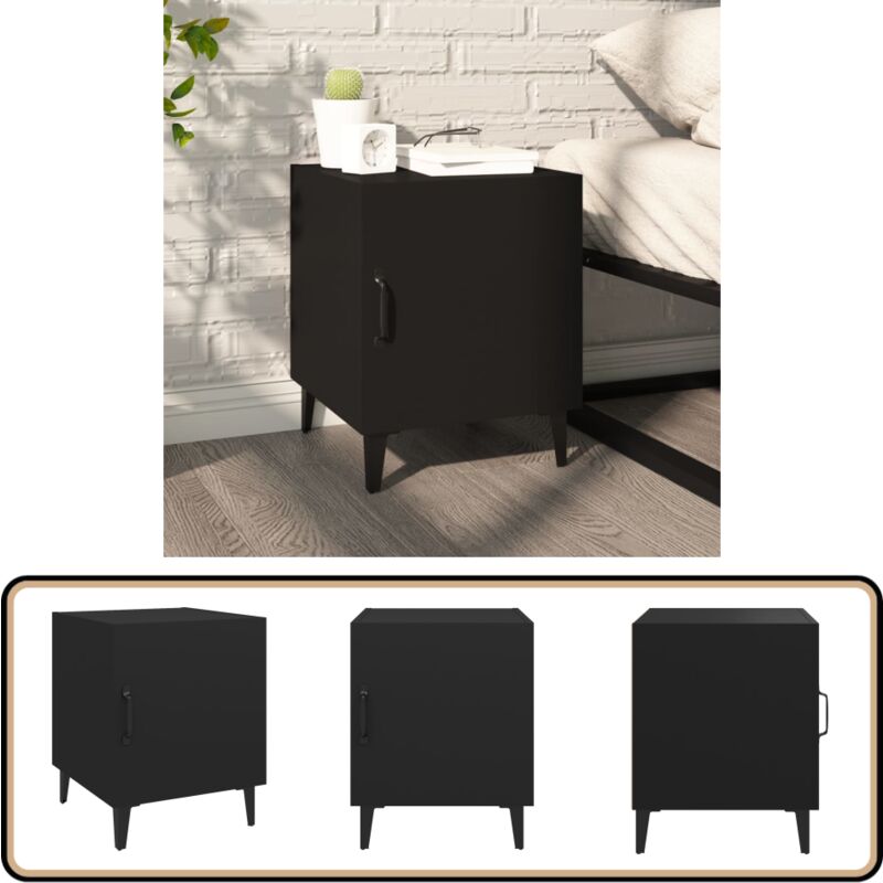 Table de chevet Noir Bois d'ingénierie - Table De Chevet - Meuble De Chambre - Table Nuit - Mobilier Moderne - Table Noire