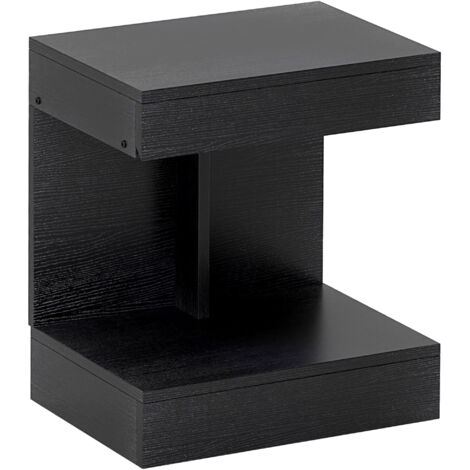 Table de Chevet Noire 40x30x46cm Tiroirs and Étagère, Meuble d'Appoint Compact Chambre